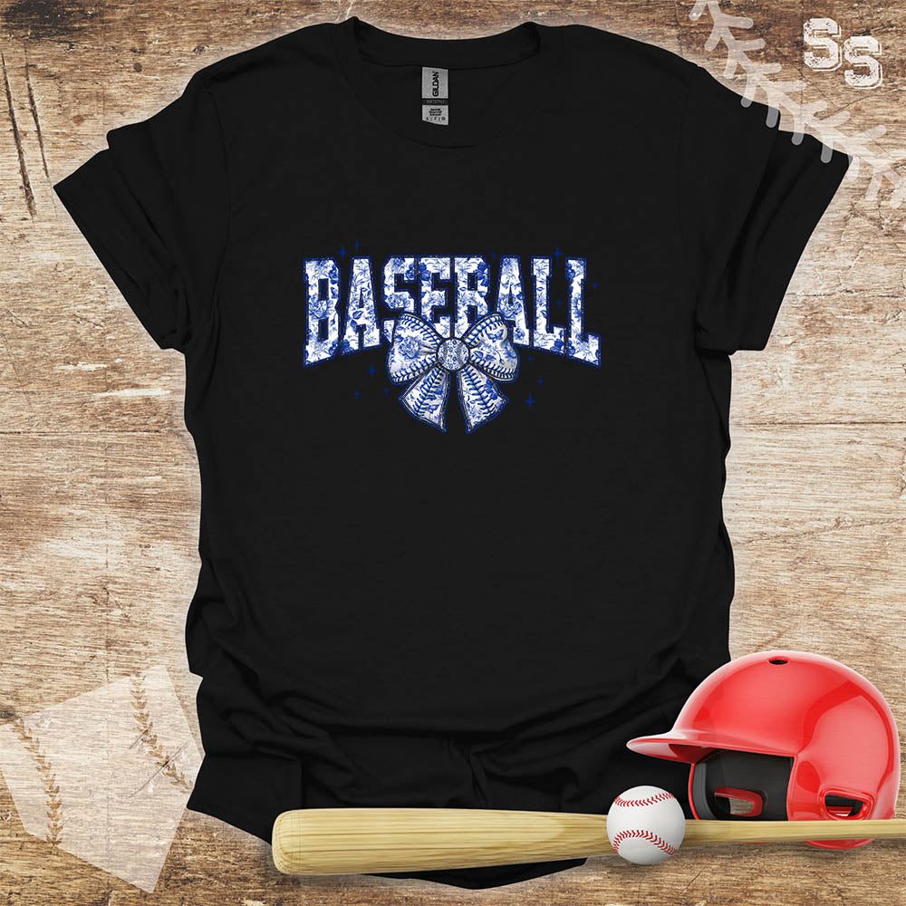 Blue Toile Chinoiserie Bow Baseball