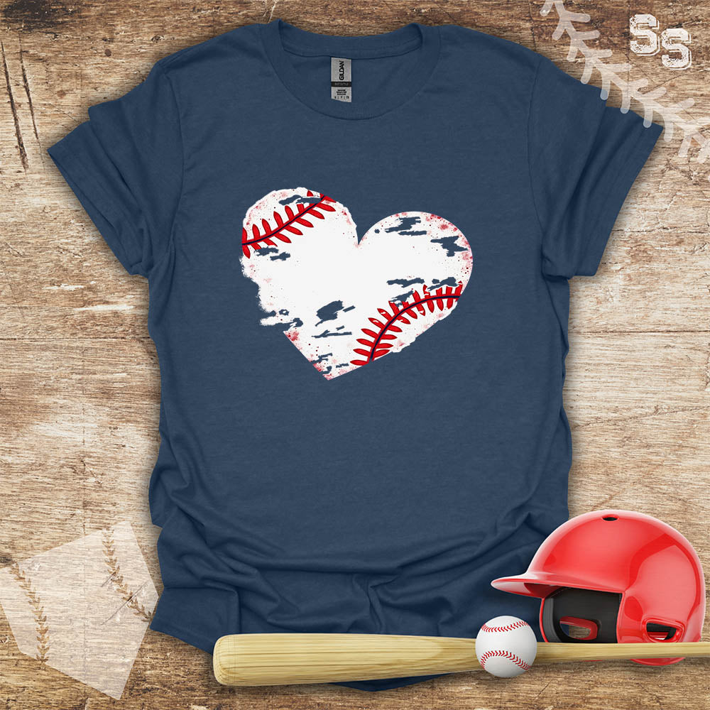 Distressed Grungy Baseball Heart
