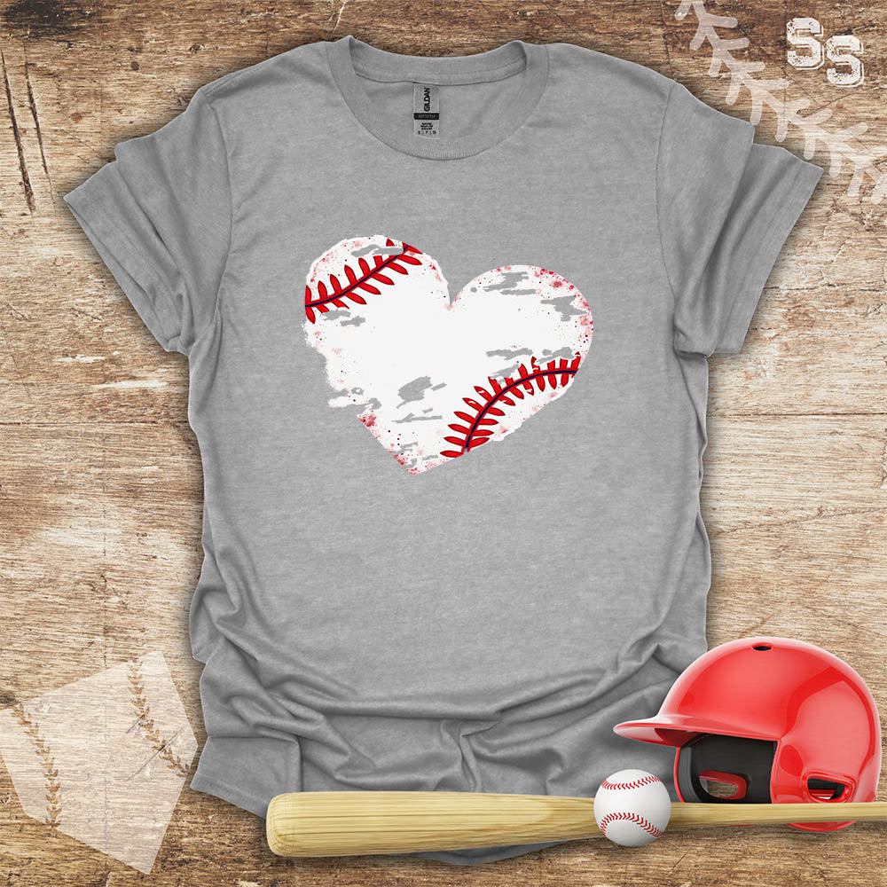 Distressed Grungy Baseball Heart