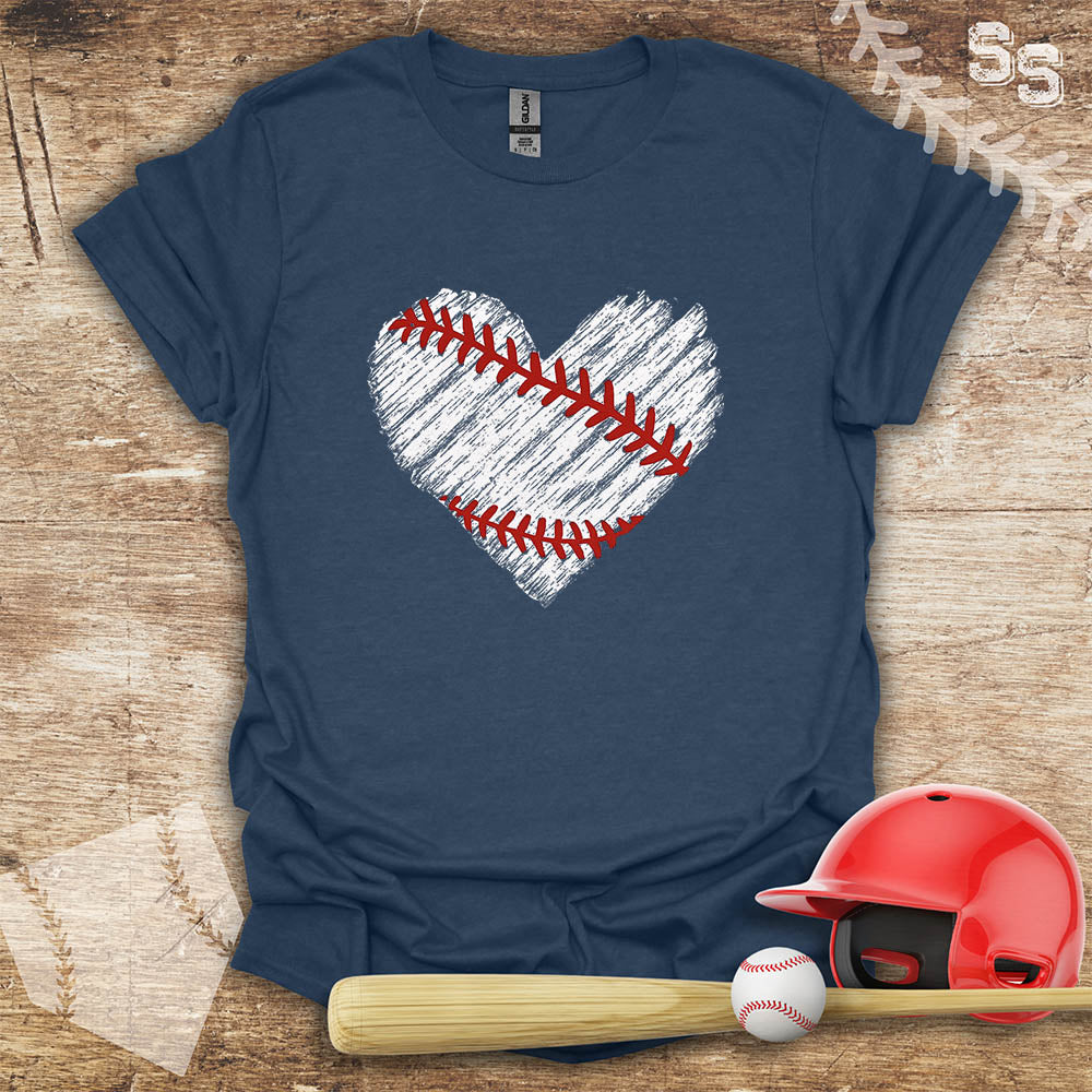 Distressed Transparent Baseball Heart