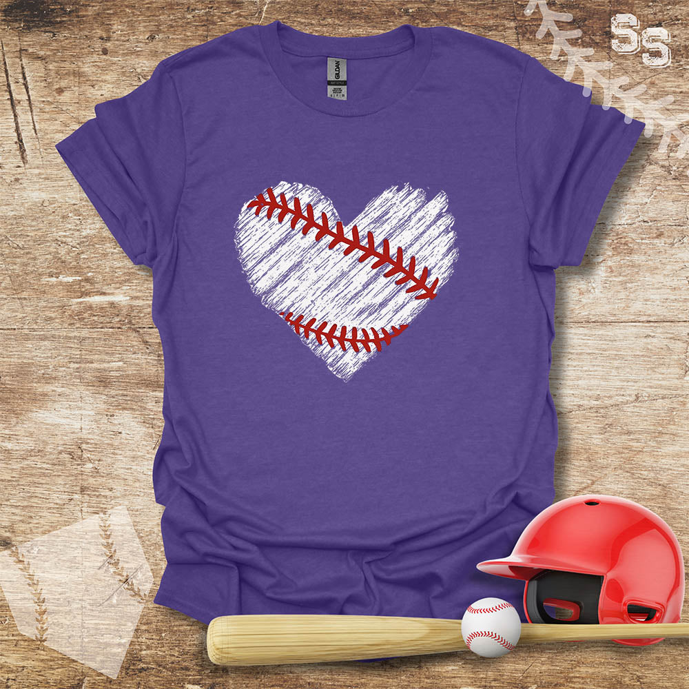 Distressed Transparent Baseball Heart