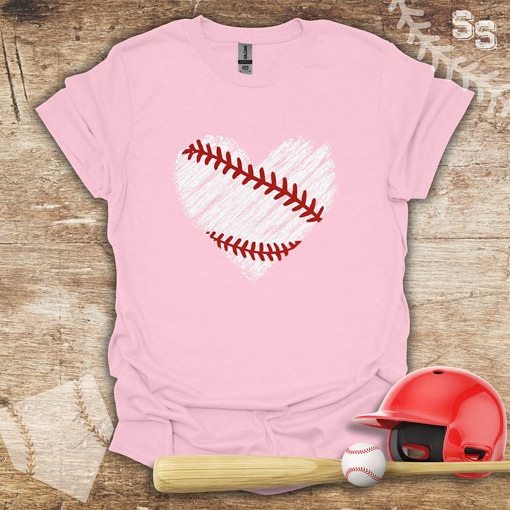 Distressed Transparent Baseball Heart