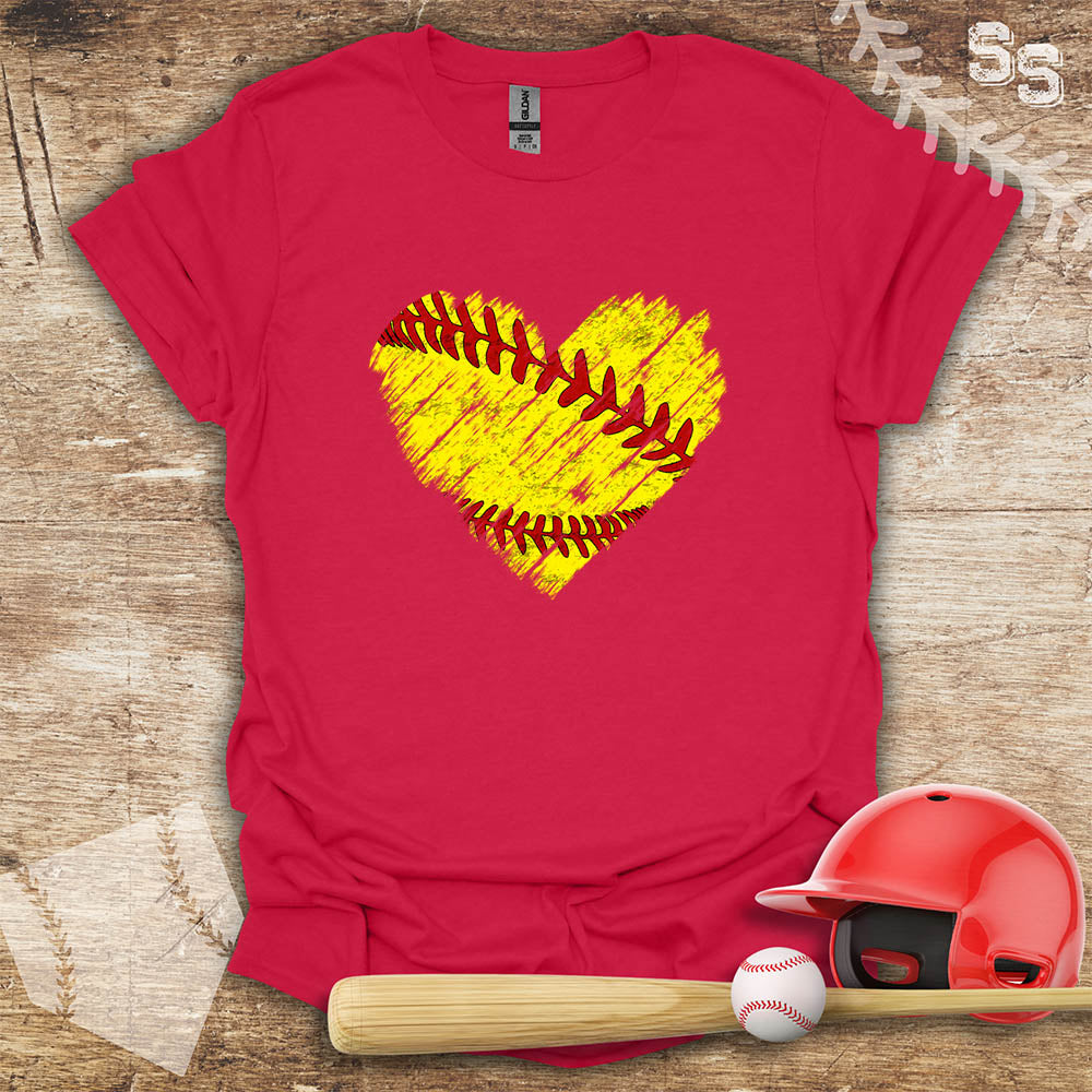 Softball Distressed Heart