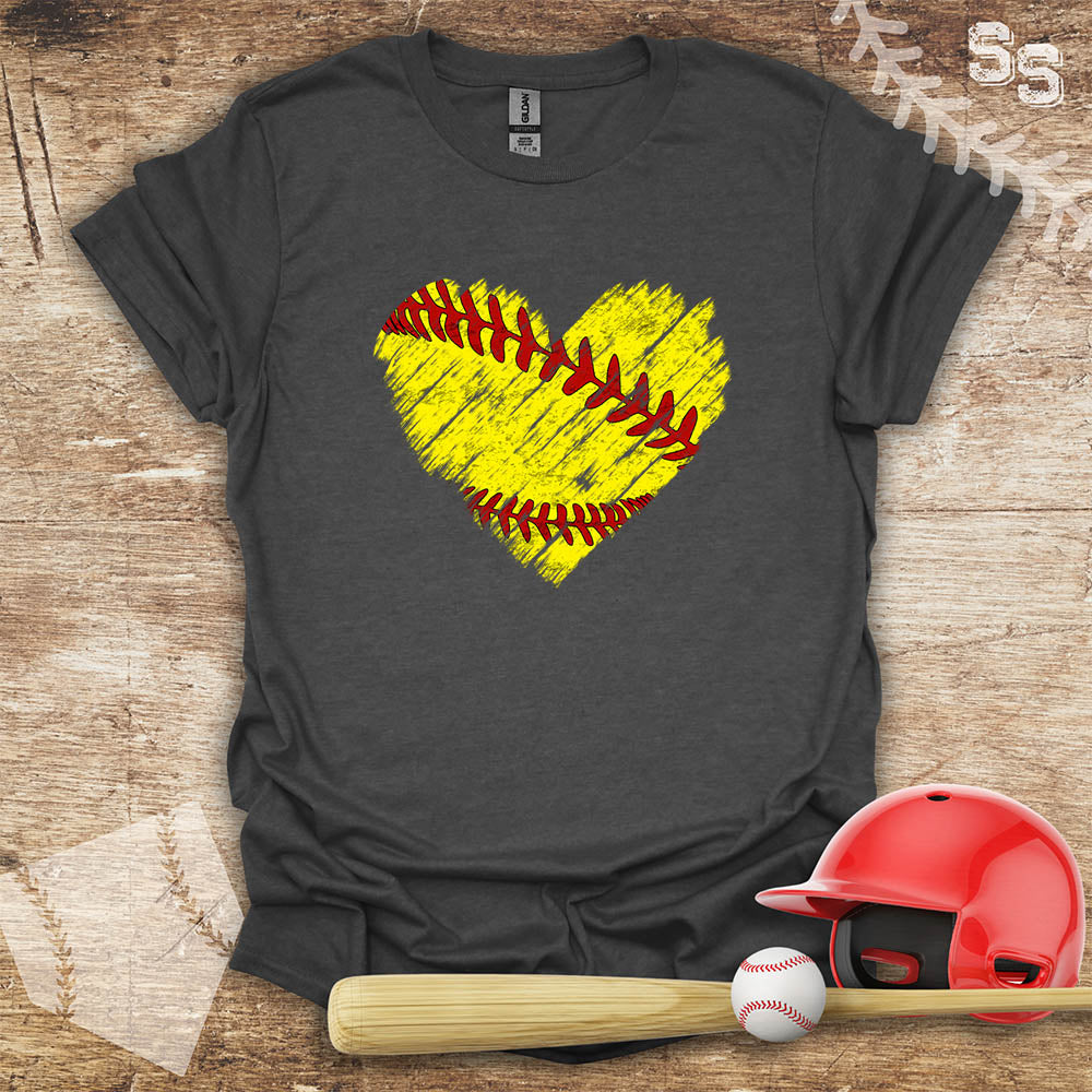 Softball Distressed Heart
