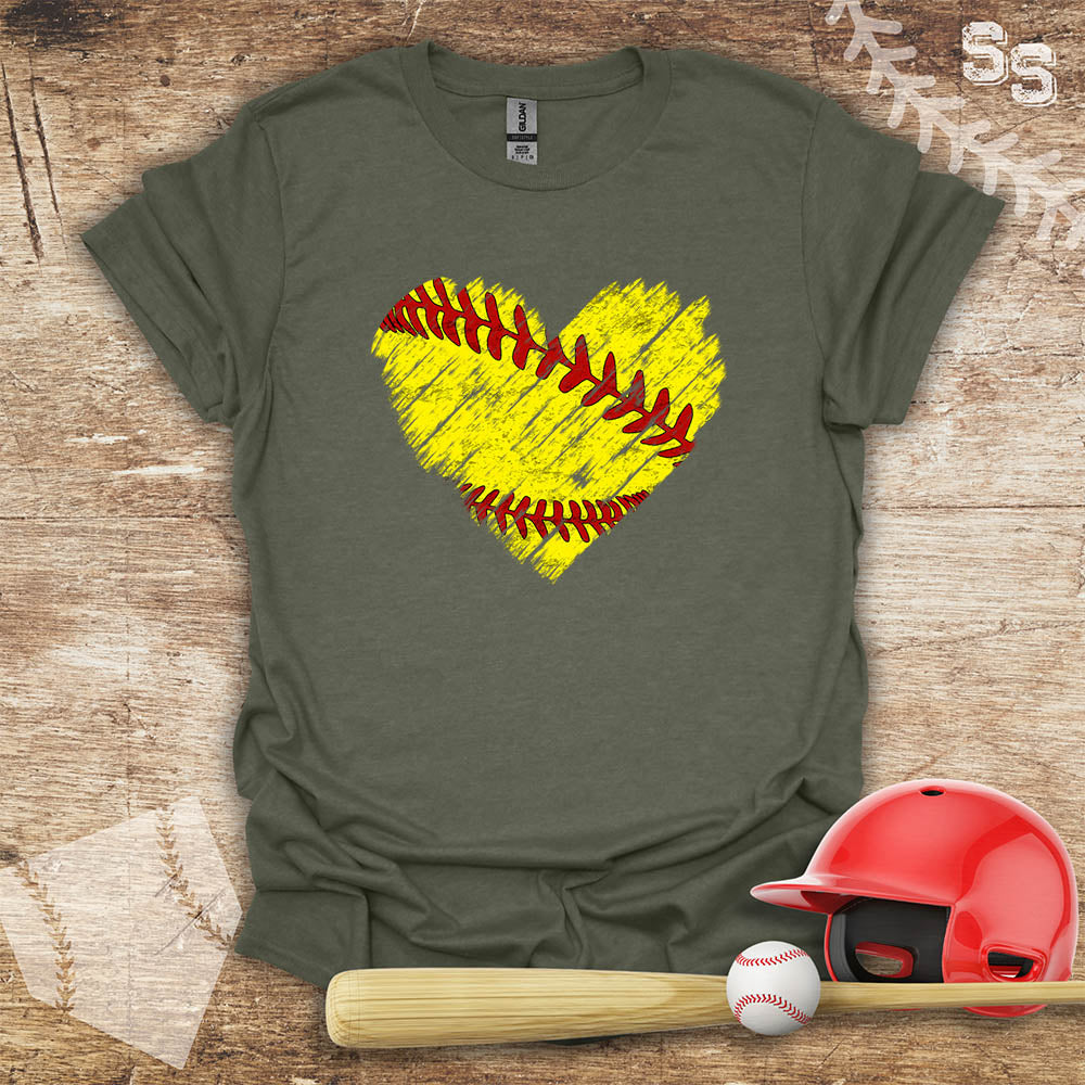 Softball Distressed Heart