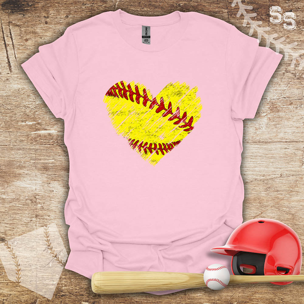 Softball Distressed Heart
