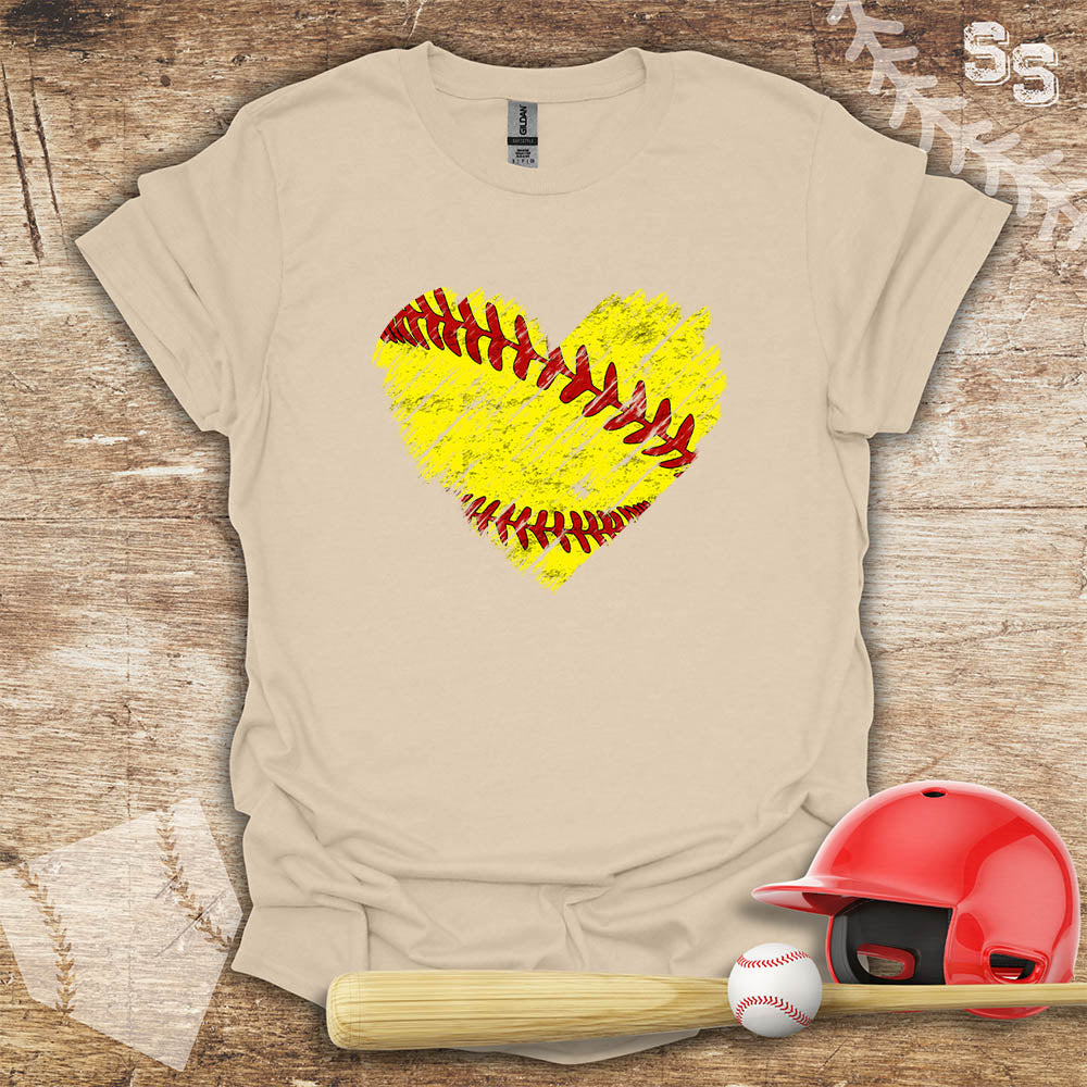 Softball Distressed Heart