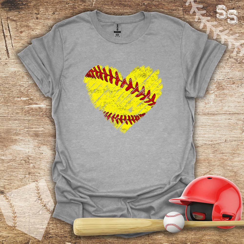 Softball Distressed Heart