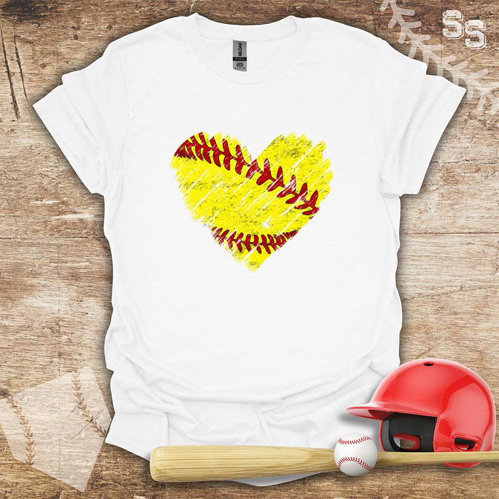 Softball Distressed Heart