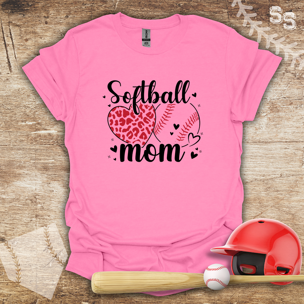 Softball Mom Red Leopard Heart