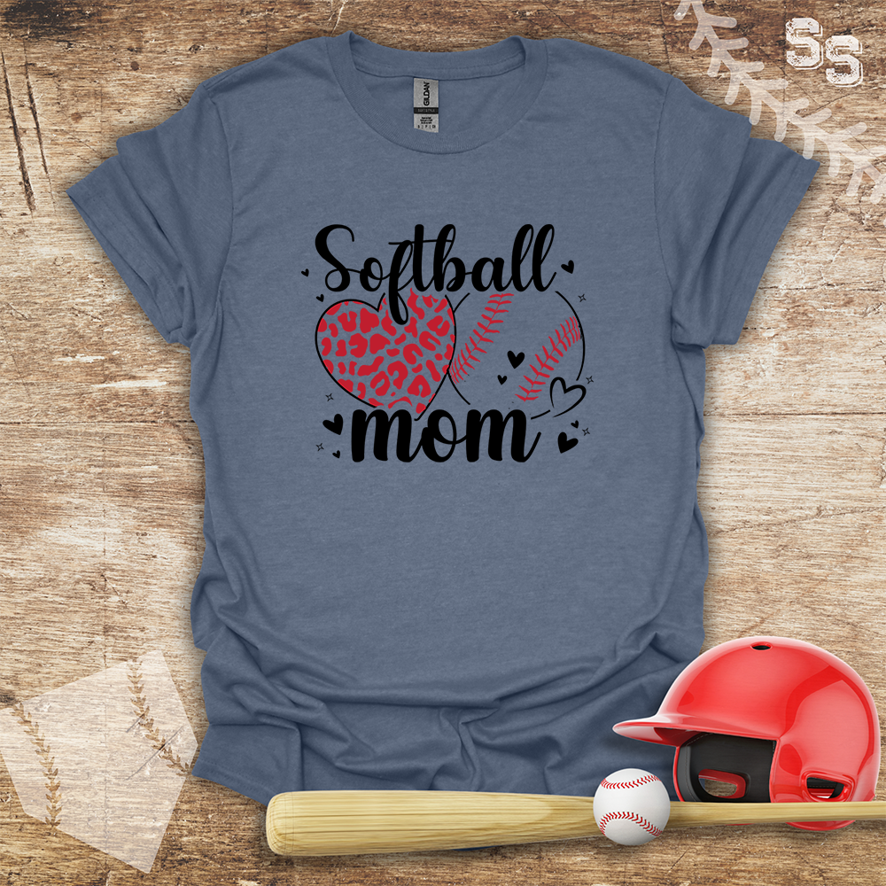 Softball Mom Red Leopard Heart