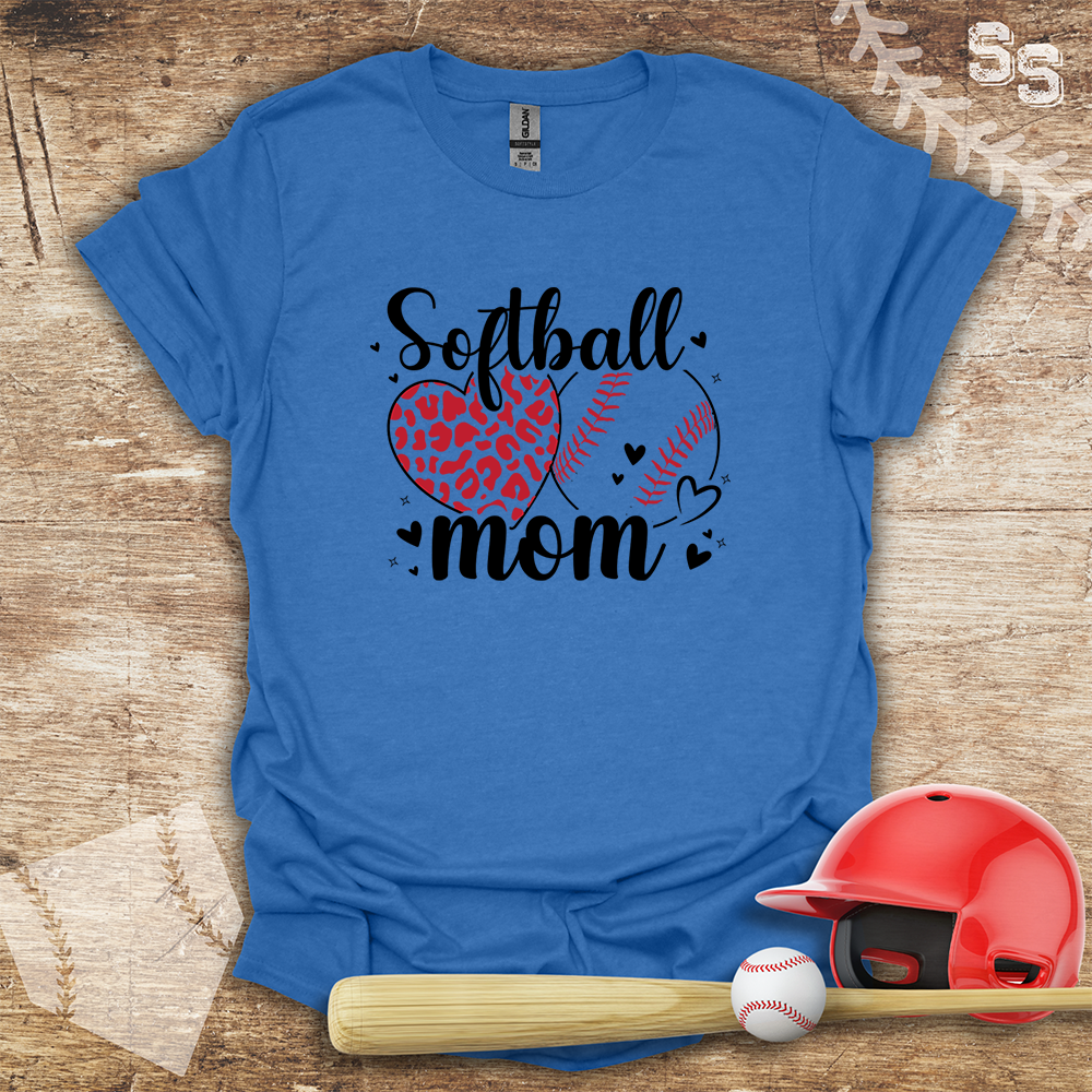 Softball Mom Red Leopard Heart