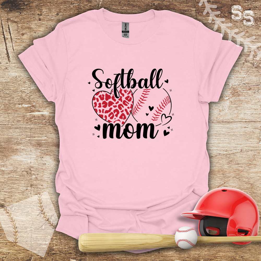 Softball Mom Red Leopard Heart