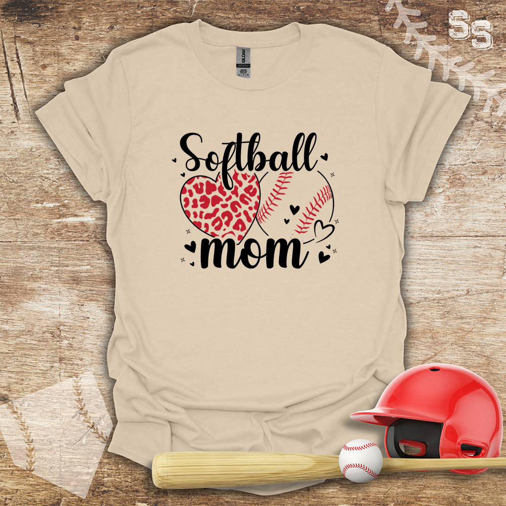 Softball Mom Red Leopard Heart