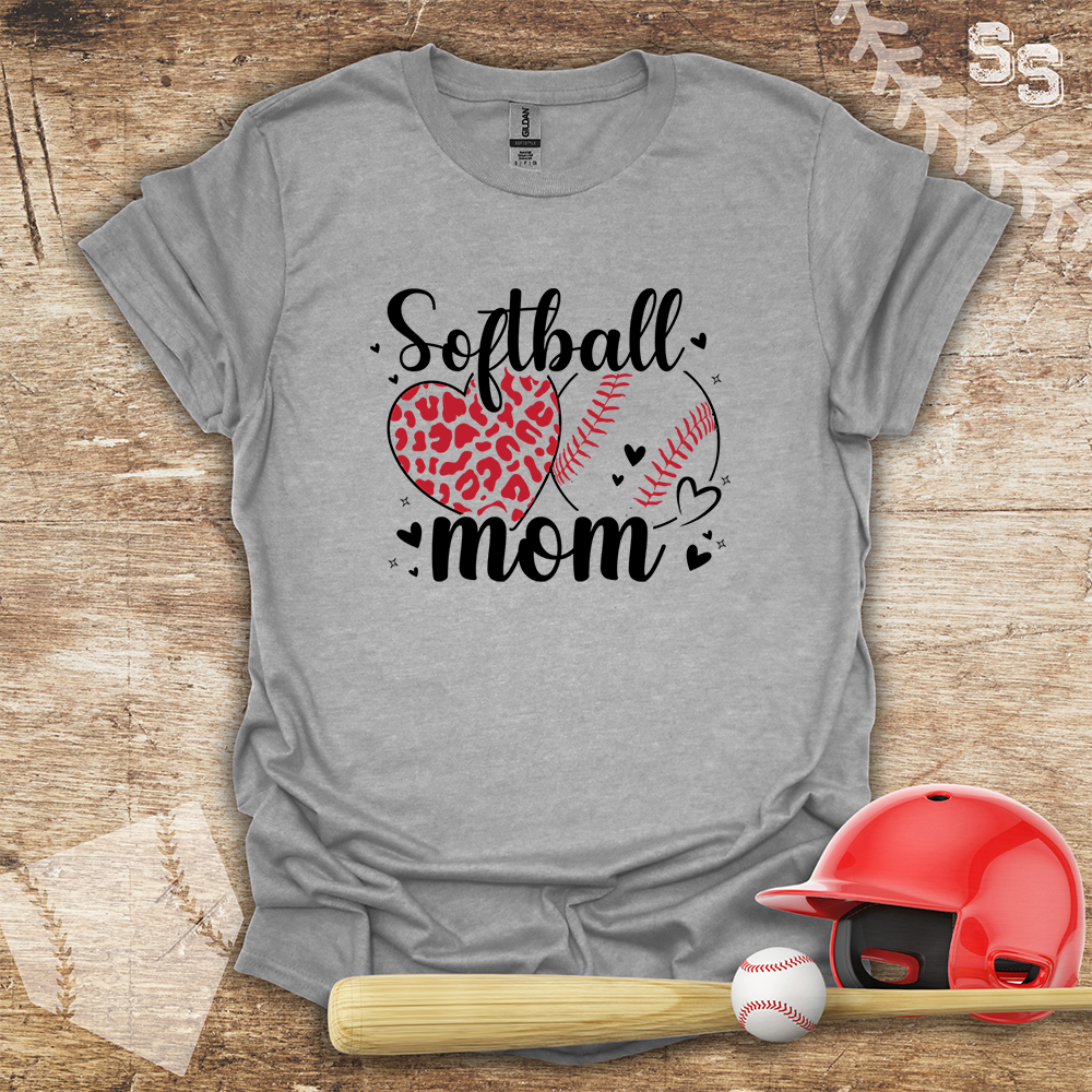 Softball Mom Red Leopard Heart