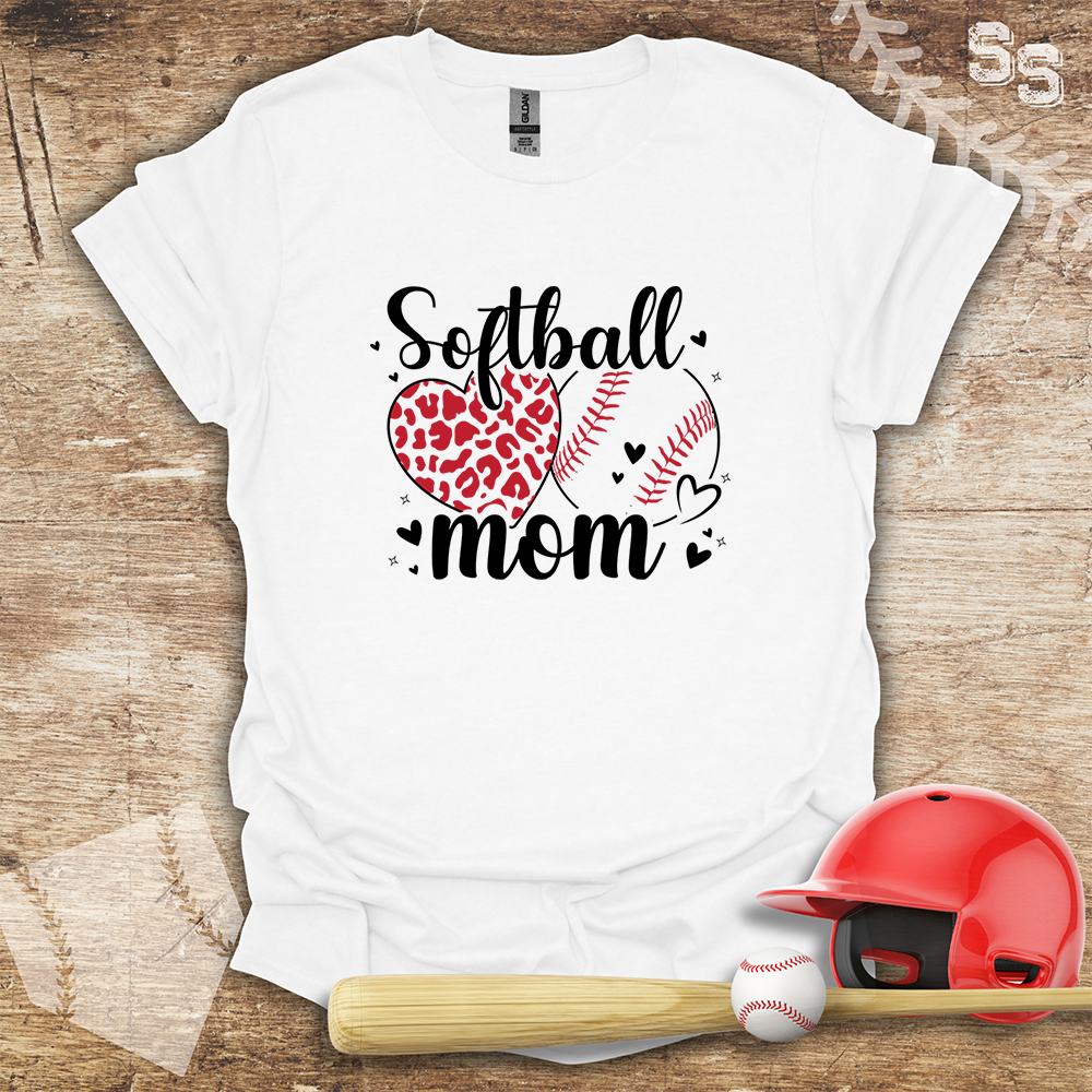 Softball Mom Red Leopard Heart