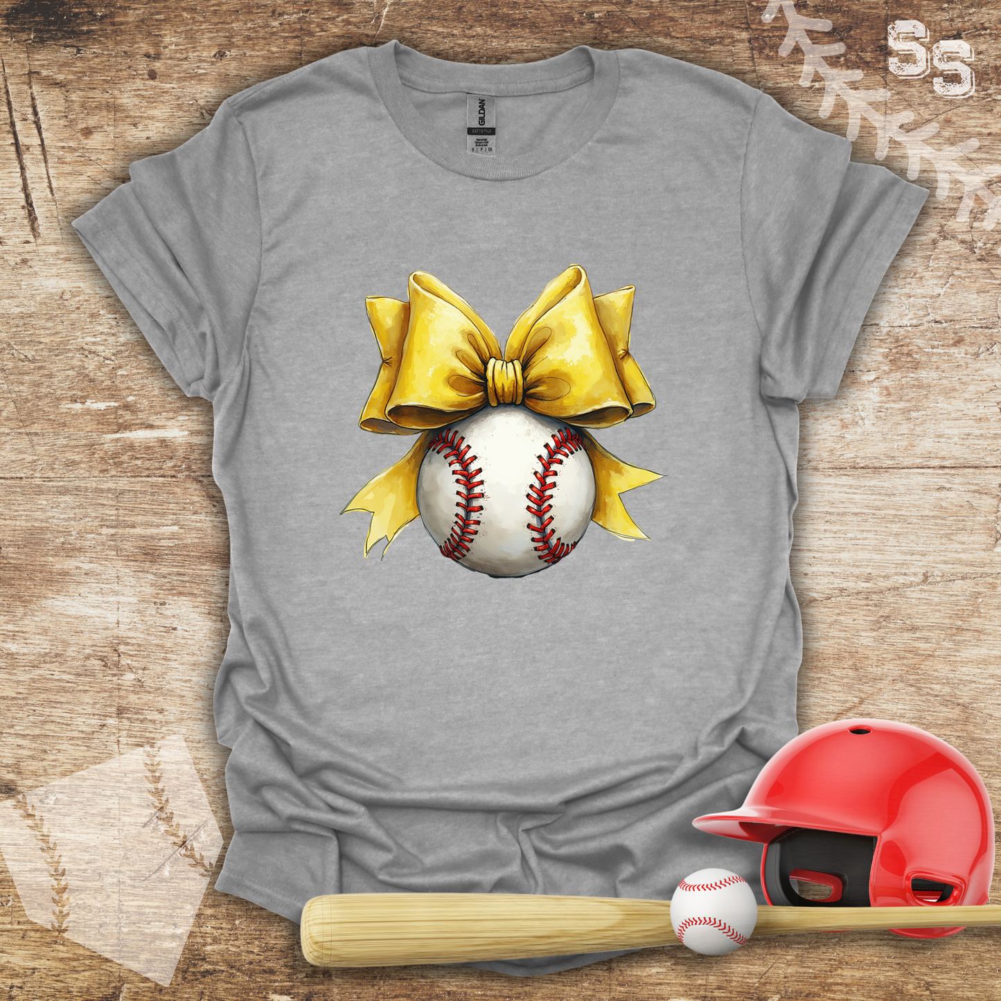 Yellow Coquette Bow Baseball