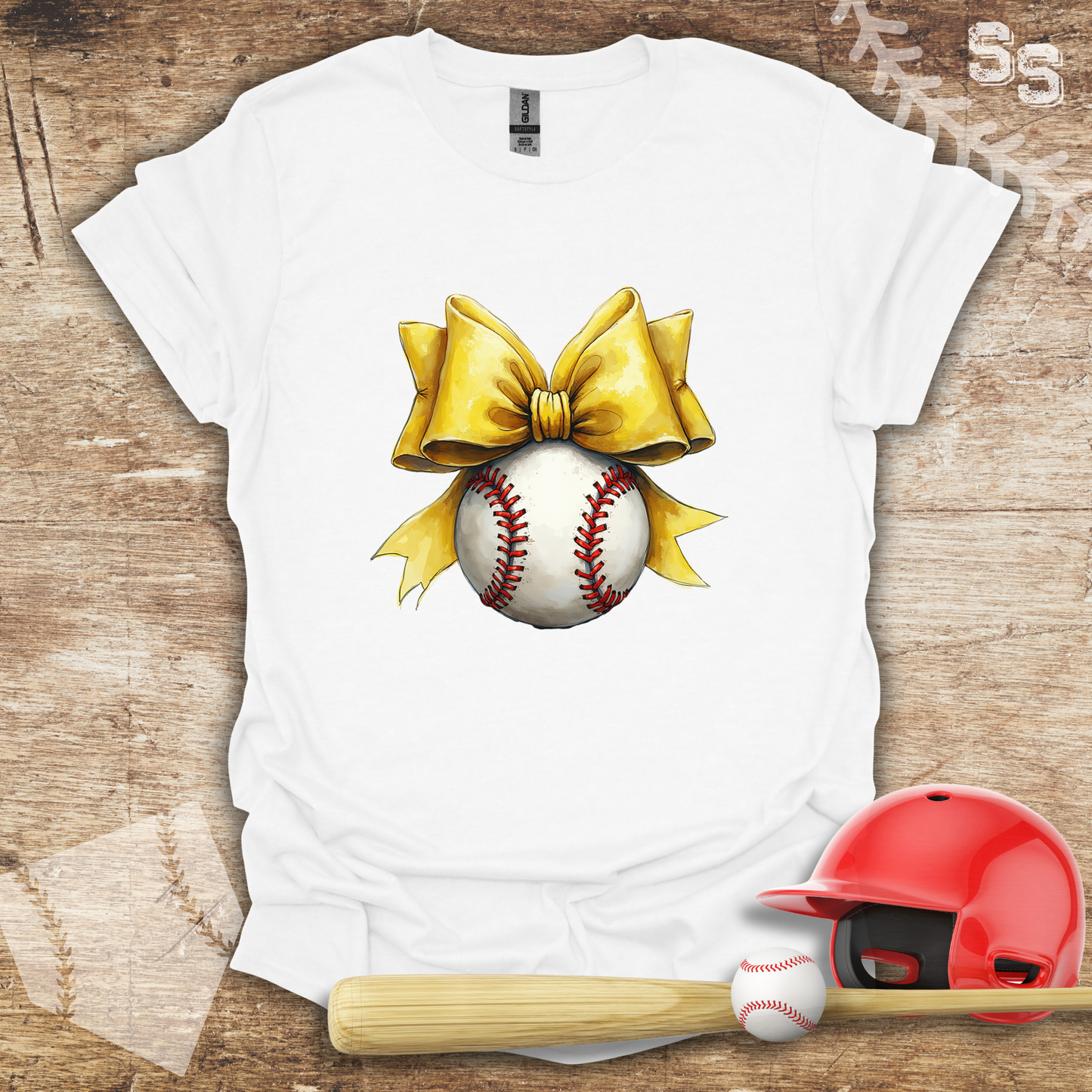 Yellow Coquette Bow Baseball