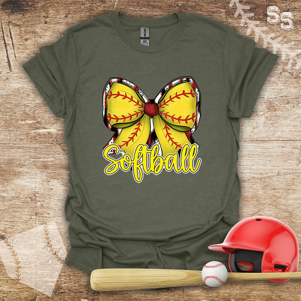 Softball Yellow Bow