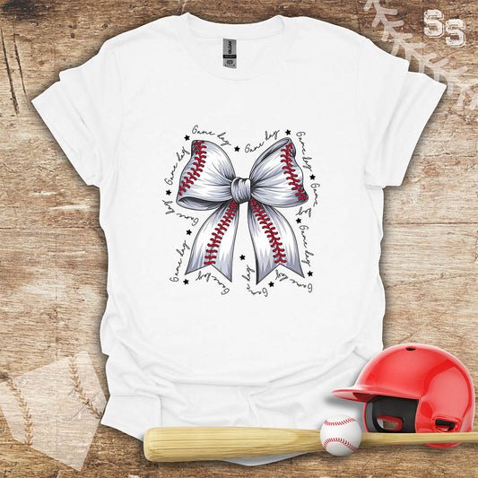 Baseball Game Day White Coquette Bow