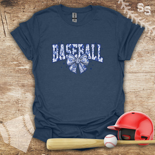 Blue Toile Chinoiserie Bow Baseball