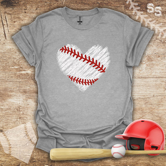 Distressed Transparent Baseball Heart