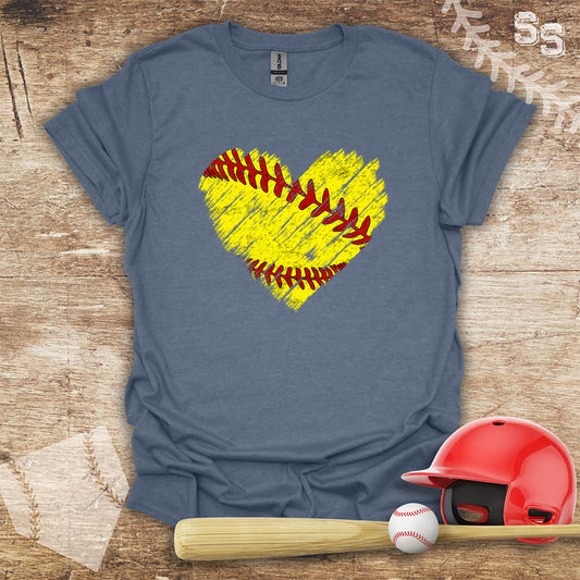 Softball Distressed Heart