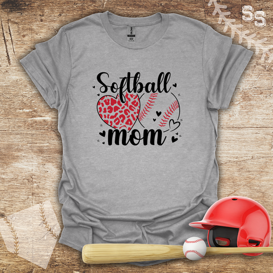 Softball Mom Red Leopard Heart