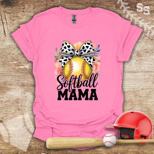 Softball Mama Watercolor Flower Bow