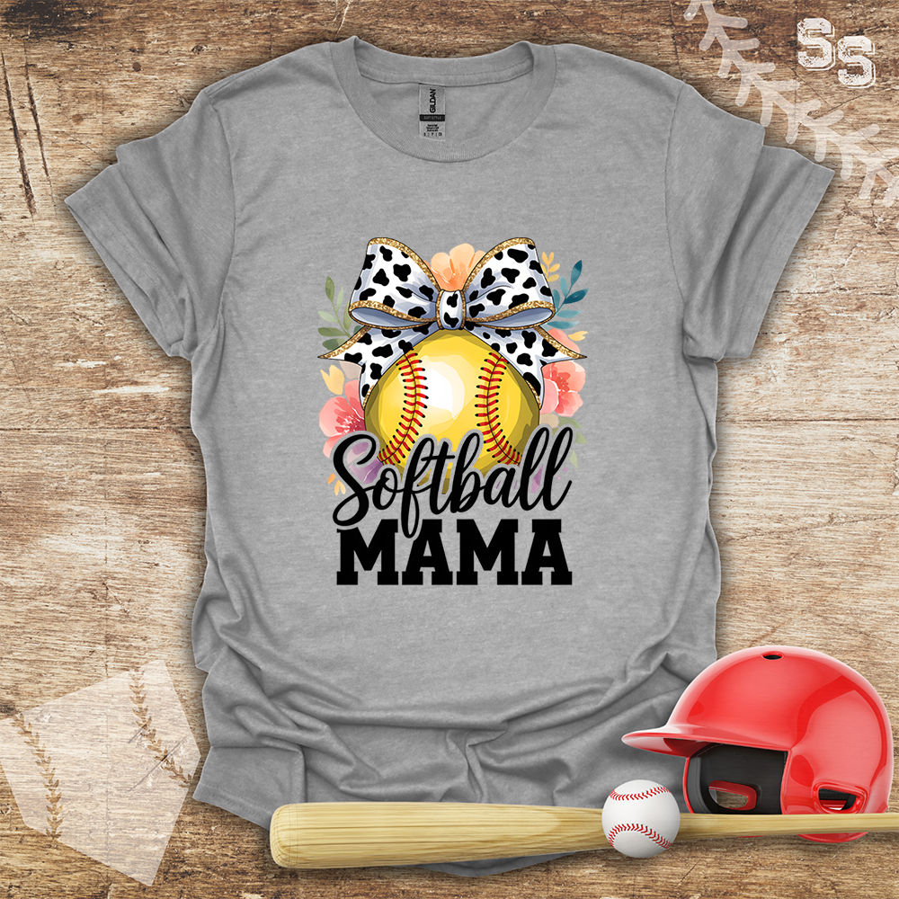 Softball Mama Watercolor Flower Bow