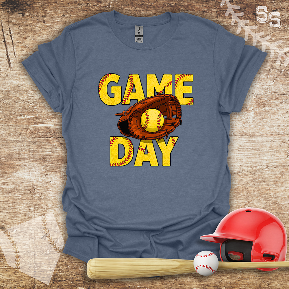 Softball Yellow Letters Game Day