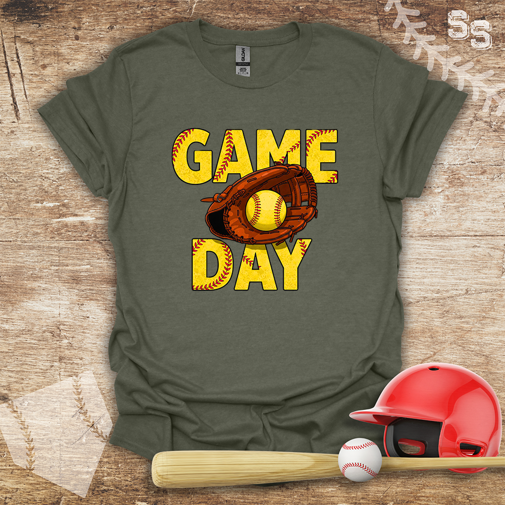 Softball Yellow Letters Game Day